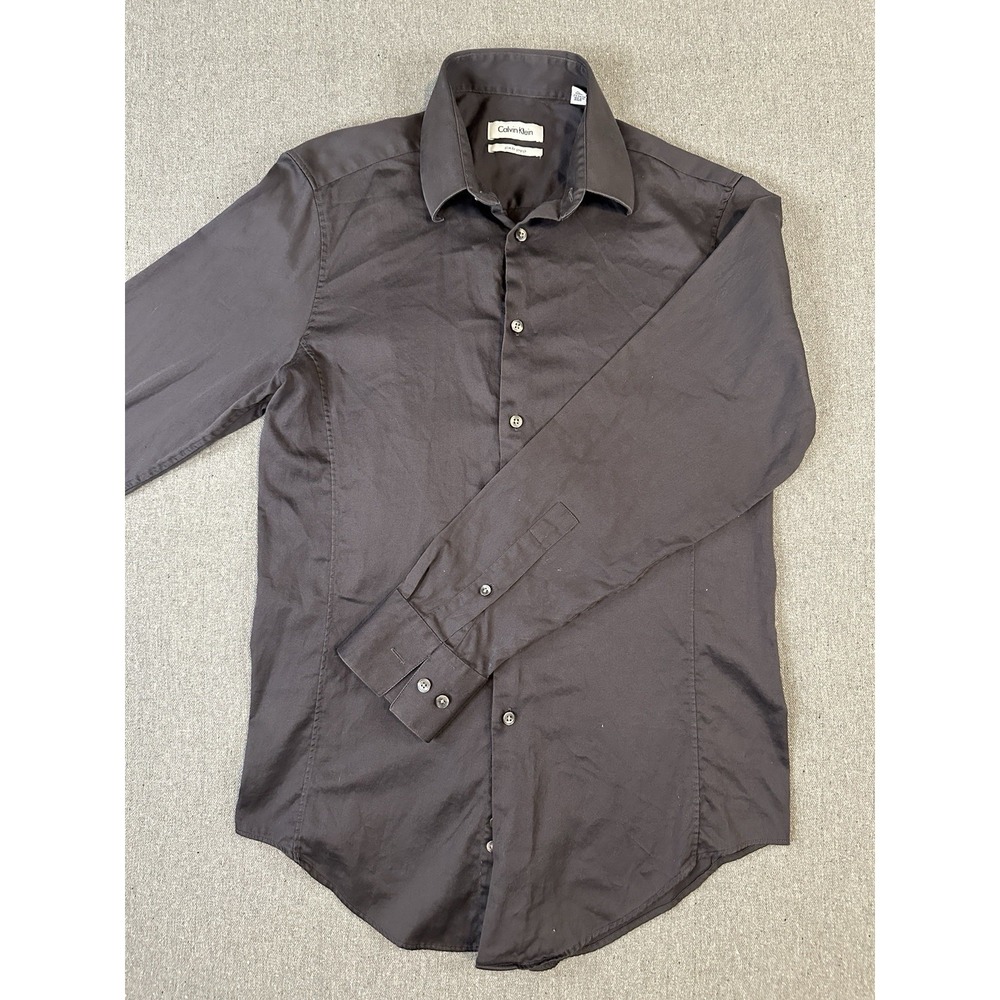 Calvin Klein Silm Long Sleeve Shirt Size 32/33 Wrinkle Free - Good Condition